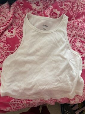 wild fable White Ribbed High-Neck Tank